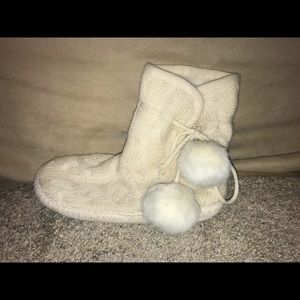 Cream Crochet Slippers